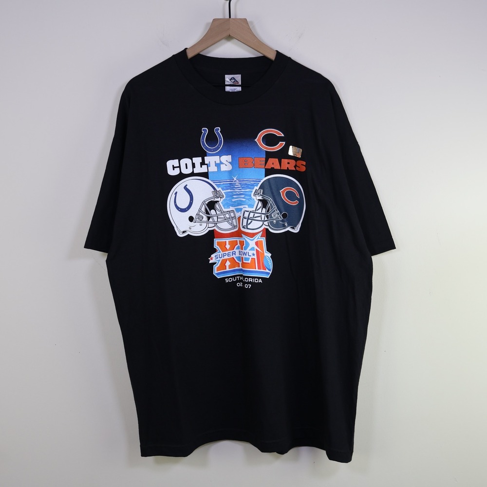 Super Bowl XLI Colts vs Bears NFL T-Shirt 2XL 2007 Black Cotton
